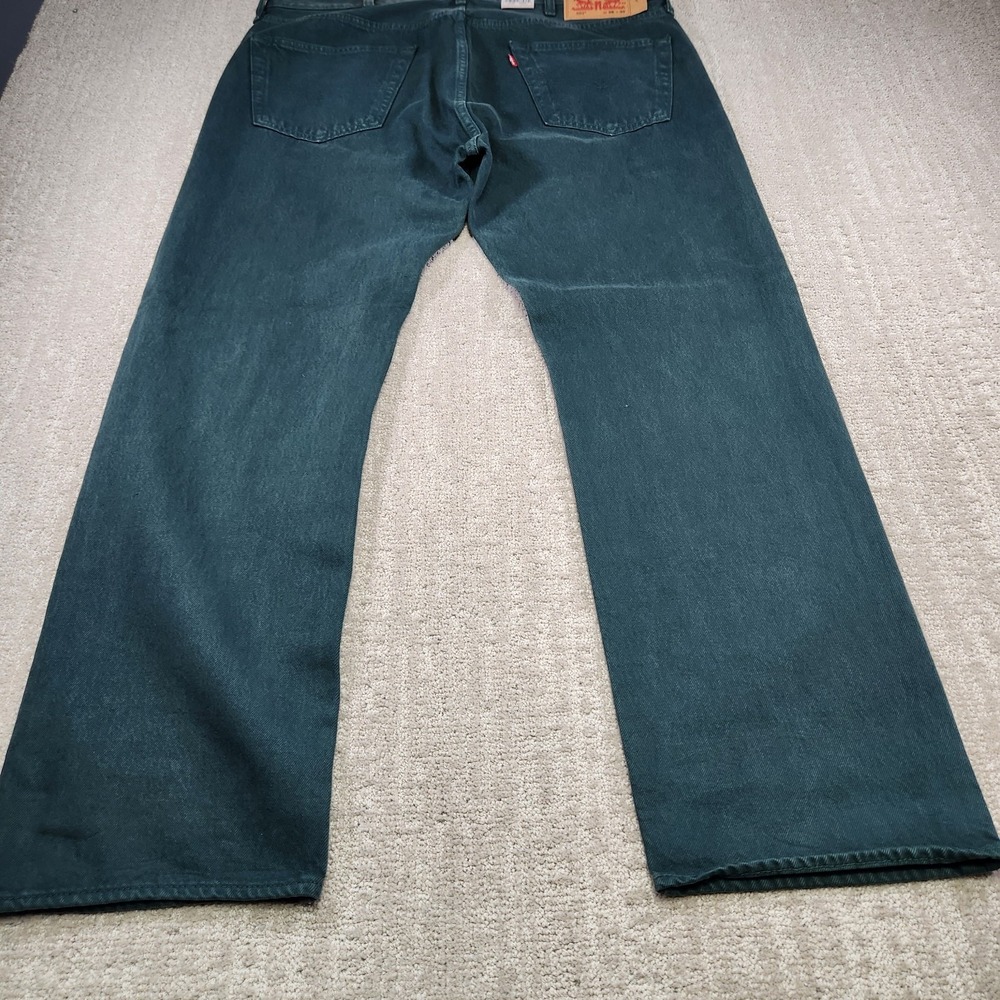 Levis 501 Jeans Men 38x30 Straight Leg Button Fly Green Denim Classic - Picture 4 of 13